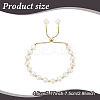 Dyed Natural Pearl & Brass Round Beaded Slider Bracelet BJEW-AN0001-02-2