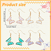 ANATTASOUL 4 Pairs 4 Colors Real 14K Gold Plated Cubic Zirconia Butterfly Dangle Earrings EJEW-AN0003-82-2