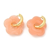 Brass Resin Flower Hoop Earrings for Women EJEW-U038-01G-5