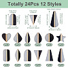 24Pcs 12 Styles Transparent Resin & Natural Wood Pendants RESI-TA0004-63-4