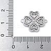 Rack Plating Brass Micro Pave Clear Cubic Zirconia Clover Connector Charms KK-A234-042P-3
