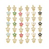Brass Micro Pave Clear Cubic Zirconia 7 Star Links Connector Charms KK-H539-16G-1