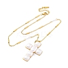 Cross 304 Stainless Steel & Plastic Pearl Pendant Necklaces for Women NJEW-U032-12G-4