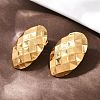 304 Stainless Steel Oval with Rhombus Stud Earrings EJEW-I320-21G-01-3
