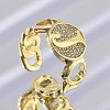 Brass Micro Pave Clear Cubic Zirconia Open Cuff Rings for Women RJEW-K289-02G-J-1