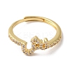 Rack Plating Brass Cubic Zirconia Arabic Letters Adjustable Rings for Women RJEW-S407-10G-12-2