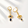 Elegant Brass Pave Cubic Zirconia Eye Leverback Earrings YO2993-2