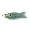 Natural Green Aventurine Carved Pendants G-P599-07G-06-1