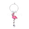 Flamingo Alloy Enamel Wine Glass Charms AJEW-JO00222-4