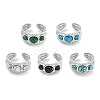 304 Stainless Steel Synthetic Gemstone Cuff Rings G-Z056-06P-1