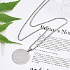 201 Stainless Steel Religion Flat Round Pendant Box Chain Necklaces for Women Men LS-NJEW-R013-08P-2