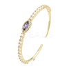 Cubic Zirconia Horse Eye Open Cuff Bangle BJEW-G651-08G-03-3