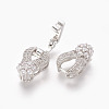 Brass Micro Pave Cubic Zirconia Fold Over Clasps KK-P164-19P-3
