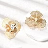 Flower Brass Micro Pave Cubic Zirconia Stud Earrings EJEW-F391-07G-01-3