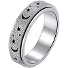 Non-Tarnish 201 Stainless Steel Moon and Star Rotatable Finger Ring LS-MOST-PW0001-005E-05-1