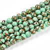 Synthetic Gold Line Turquoise Beads Strands G-A255-A03-04B-4