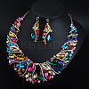 Alloy Rhinestone Pendant Necklaces & Teardrop Stud Dangle Earring Sets for Women WG99E9F-06-2