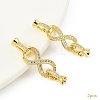 2Pcs Brass Micro Pave Clear Cubic Zirconia Fold Over Clasps KK-YW0003-54G-1