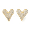 Brass Pave Clear Cubic Zirconia Stud Earrings for Women EJEW-S225-09G-02-1