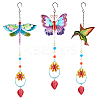 AHADERMAKER 3Pcs 3 Style Iron Hummingbird Butterfly Dragonfly Pendant Decorations DIY-GA0005-48-1