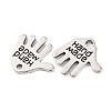 Tibetan Style Alloy Hand Carved Word Hand Made Charms TIBEP-O009-31-3
