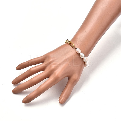 Natural Baroque Pearl Keshi Pearl Beaded Bracelets X-BJEW-JB05317-1