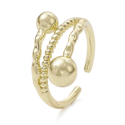 Rack Plating Brass Open Cuff Rings RJEW-K257-21G-1