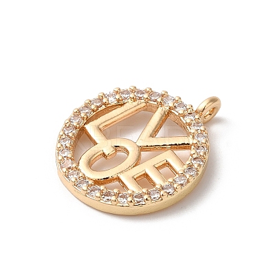 Brass Micro Pave Clear Cubic Zirconia Pendants KK-C062-078G-1