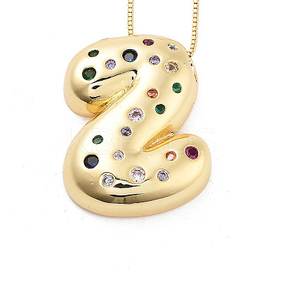 Brass Micro Pave Cubic Zirconia Letter Pendant Necklaces KK-Z069-01G-Z-1