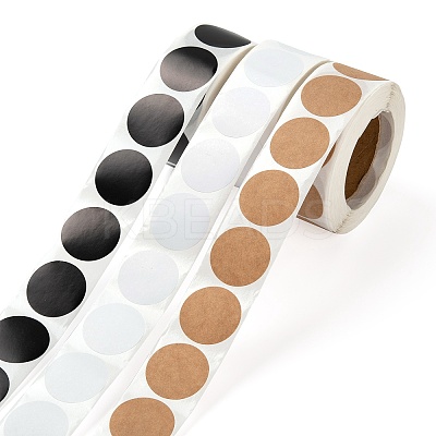 6 Rolls 3 Style Blank Self-Adhesive Kraft Paper Stickers DIY-LS0003-37-1