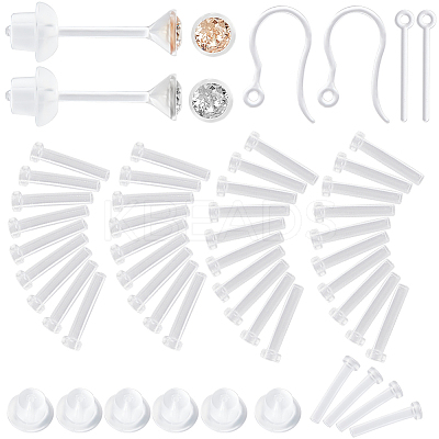 Resin with Cubic Zirconia Stud Earrings & Ear Nuts & Earring Sleeves FIND-BBC0003-70-1