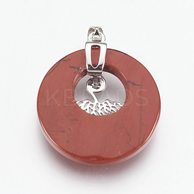 Natural Red Jasper Pendants KK-F751-B04-1