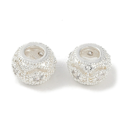 Brass Micro Pave Cubic Zirconia European Beads KK-I719-19S-1