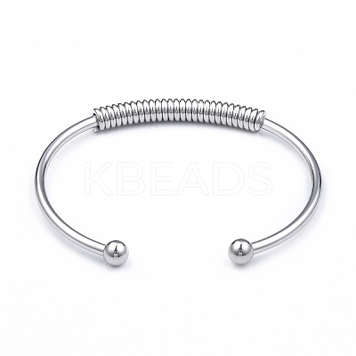 Non-Tarnish 304 Stainless Steel Open Cuff Bangle for Girl Women LS-BJEW-N013-008P-1