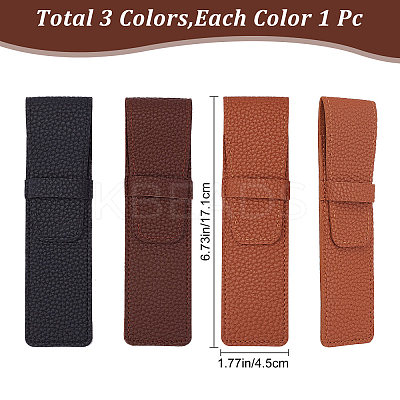 3Pcs 3 Colors Imitation Leather Pen Strorage Cases AJEW-GF0006-68-1