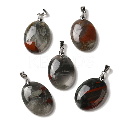 Natural African Bloodstone Pendants G-Z055-03P-01-1