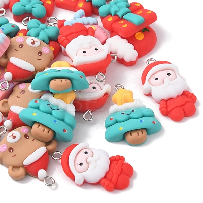 24Pcs 6 Styles Christmas Opaque Resin Pendants RESI-FS0001-43-1