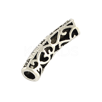 Tibetan Style Hollow Alloy Curved Tube Beads X-TIBEB-Q058-16AS-FF-1