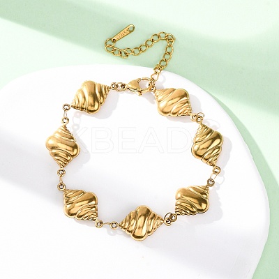 304 Stainless Steel Spiral Shell Shape Link Bracelets for Women BJEW-L706-04G-1
