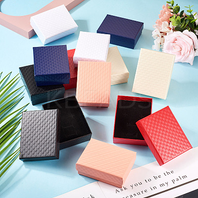 Rhombus Textured Cardboard Gift Storage Boxes LS-CON-TAC0010-03A-01-1