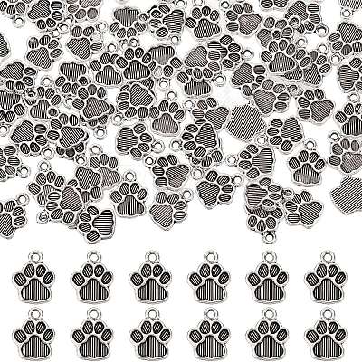 100Pcs Dog Paw Prints Tibetan Style Alloy Pendant Enamel Settings FIND-SC0004-30-1