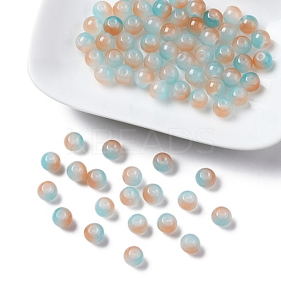 Baking Paint Imitation Jade Glass Round Bead Strands DGLA-YW0001-19F-1