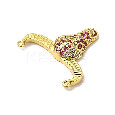 Rack Plating Brass Micro Pave Cubic Zirconia Connector Charms KK-P230-04G-04-1