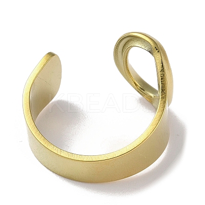Real 18K Gold Plated 304 Stainless Steel Initial Letter Open Cuff Ring RJEW-H215-09G-02-1