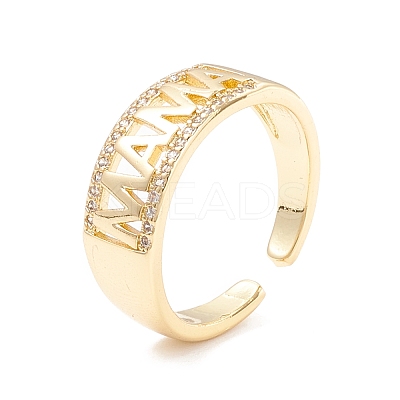 Word Mama Cubic Zirconia Cuff Ring KK-K262-02G-1