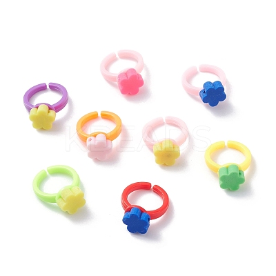 Handmade Flower Polymer Clay Cuff Ring for Teen Girl Women RJEW-JR00403-1
