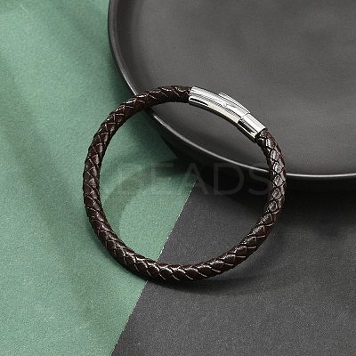 Ion Plating(IP) Braided Leather Cord Bracelets for Men BJEW-Z081-09-1