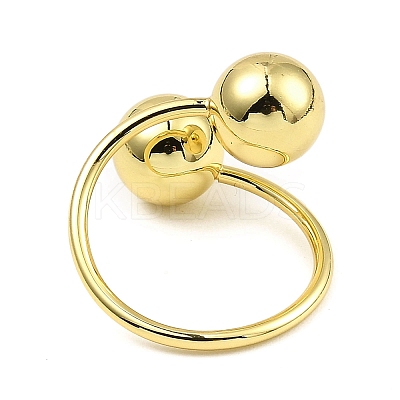 Rack Plating Brass Round Ball Beded Open Cuff Rings RJEW-D009-03G-1