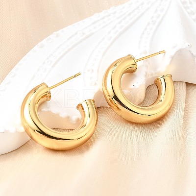 Brass Chunky C-shape Stud Earrings EJEW-G297-03C-G-1