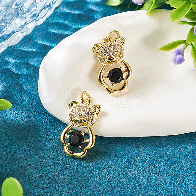 2Pcs Brass Micro Pave Cubic Zirconia Pendants KK-TA0002-81C-1